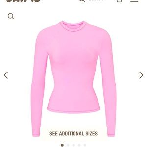skims bubblegum cotton jersey long sleeve t shirt